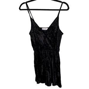 bear dance black velvet romper with pockets women small